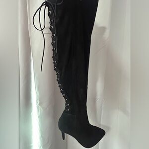 Torrid Black Lace-Up Heeled Boots